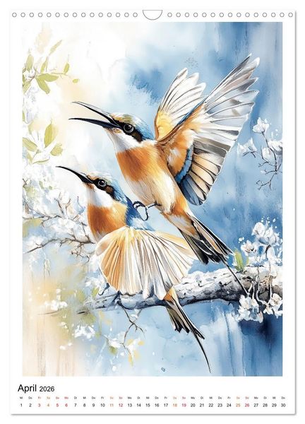 Produktbild: V&ouml;gel - gefiederte Freunde in Wald und Feld (Wandkalender 2026 DIN A3 hoch), CALVENDO Monatskalender