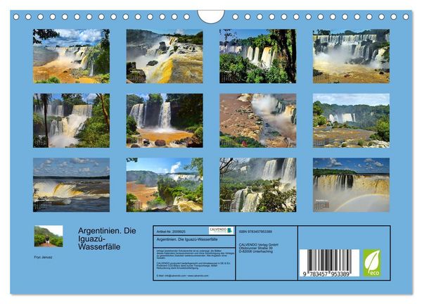 Produktbild: Argentinien. Die Iguaz&uacute;-Wasserf&auml;lle (Wandkalender 2026 DIN A4 quer), CALVENDO Monatskalender