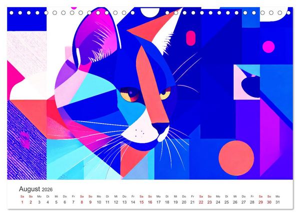 Produktbild: Kunst Katzen (Wandkalender 2026 DIN A4 quer), CALVENDO Monatskalender