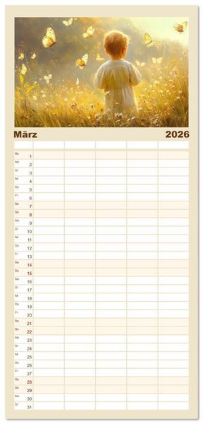 Produktbild: Familienplaner 2026 - Vertr&auml;umte Begegnungen - Kinderkalender mit 5 Spalten (Wandkalender, 21 x 45 cm) CALVENDO