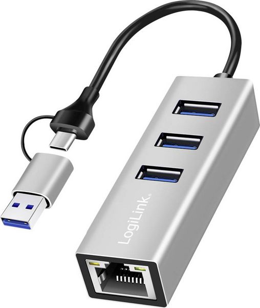 LogiLink UA0440 Netzwerkadapter/Hub 5 GBit/s USB-C (USB 3.2 Gen 1)