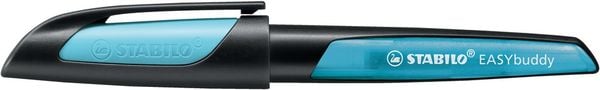 Schulfüller mit Standard-Feder M - STABILO EASYbuddy in schwarz/himmelblau - Schreibfarbe blau (löschbar) - Einzelstift 