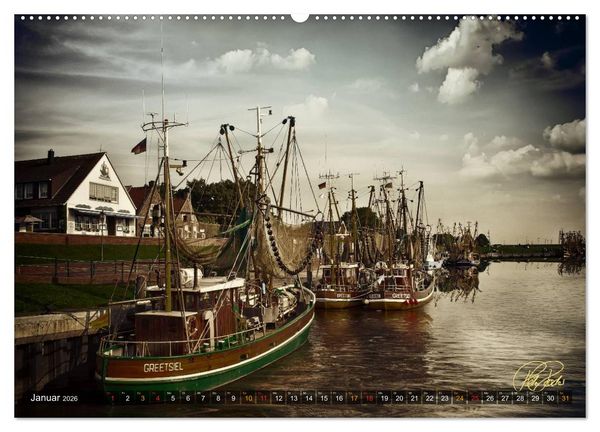 Produktbild: Ostfriesland - die alten H&auml;fen, Vintage-Style (Wandkalender 2026 DIN A2 quer), CALVENDO Monatskalender
