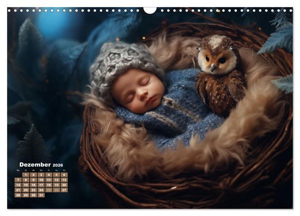 Produktbild: Kleine Schlummerparade: Babys und ihre kuscheligen Tierfreunde (Wandkalender 2026 DIN A3 quer), CALVENDO Monatskalender