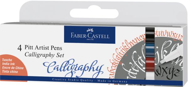 Produktbild: Faber-Castell Tuschestifte Pitt Artist Pens Calligraphy, 4er Etui