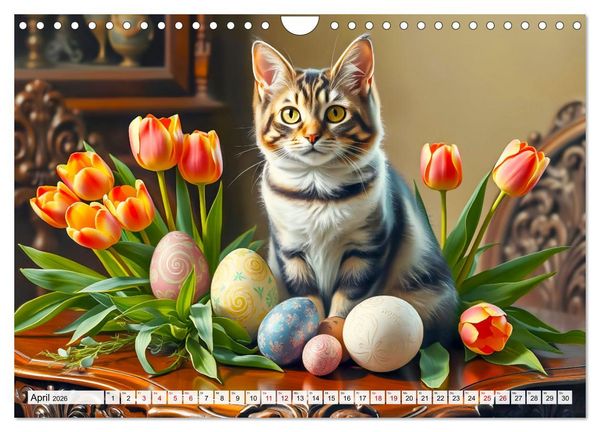 Produktbild: Klassische Katzenportr&auml;ts - Katzen in opulenten Stillleben (Wandkalender 2026 DIN A4 quer), CALVENDO Monatskalender