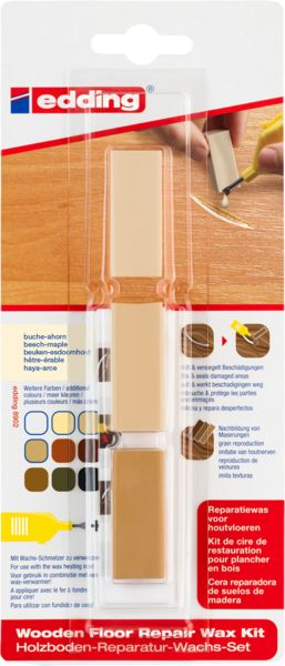 Produktbild: Edding 8902 4-8902-1-4611 Holzboden Reparaturwachsset Buche, Ahorn