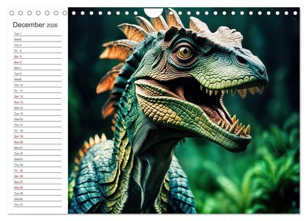 Produktbild: AI Dino Delights Mesmerizing Views of Prehistoric Life (Wall Calendar 2026 DIN A4 landscape), CALVENDO 12 Month Wall Calendar