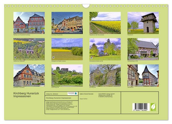 Produktbild: Kirchberg Hunsr&uuml;ck Impressionen (Wandkalender 2026 DIN A3 quer), CALVENDO Monatskalender