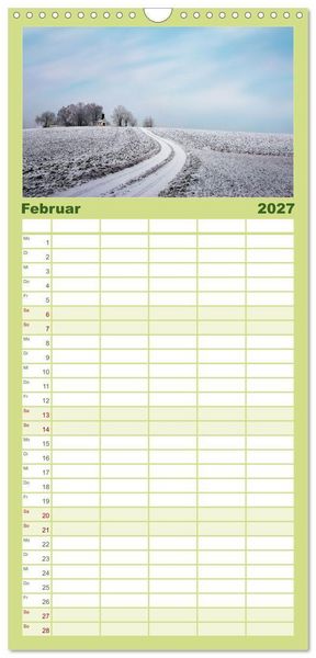 Produktbild: Familienplaner 2027 - Farbenfrohe Heimat mit 5 Spalten (Wandkalender, 21 x 45 cm) CALVENDO