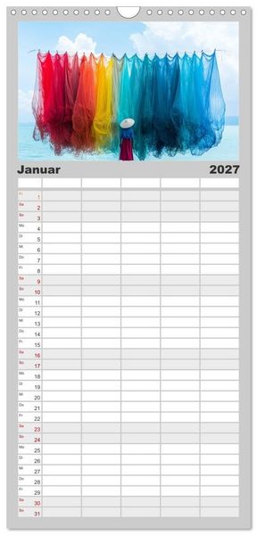 Produktbild: Familienplaner 2027 - Netzpoesie: Ein Jahr in Farben mit 5 Spalten (Wandkalender, 21 x 45 cm) CALVENDO