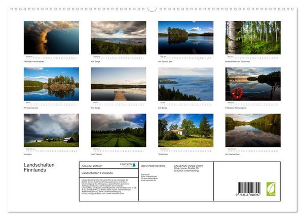 Produktbild: Landschaften Finnlands (hochwertiger Premium Wandkalender 2026 DIN A2 quer), Kunstdruck in Hochglanz
