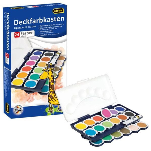Produktbild: Idena Deckfarbkasten 24 Farben und 1 Tube Deckwei&szlig;