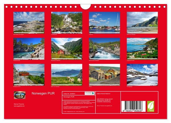 Produktbild: Norwegen PUR (Wandkalender 2026 DIN A4 quer), CALVENDO Monatskalender