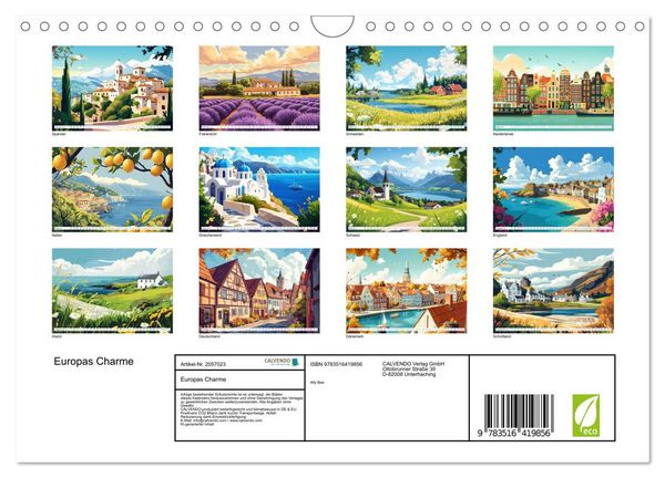 Produktbild: Europas Charme (Wandkalender 2026 DIN A4 quer), CALVENDO Monatskalender