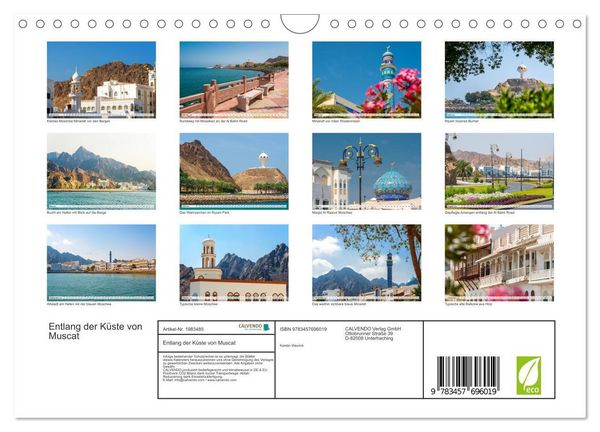 Produktbild: Entlang der K&uuml;ste von Muscat (Wandkalender 2026 DIN A4 quer), CALVENDO Monatskalender