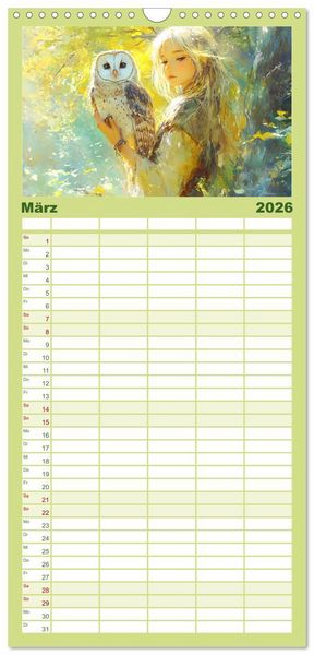 Produktbild: Familienplaner 2026 - Traumwelten. Mangas mit magischen Begegnungen mit 5 Spalten (Wandkalender, 21 x 45 cm) CALVENDO