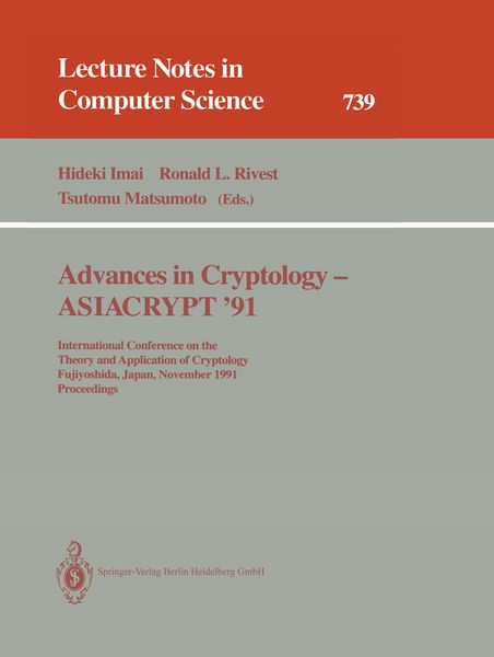 Produktbild: Advances in Cryptology - ASIACRYPT '91