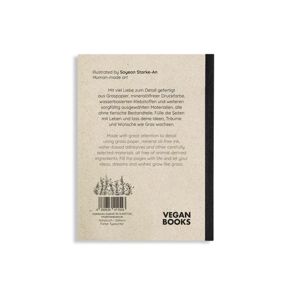 Produktbild: Notizbuch A6 blanko aus Graspapier &ndash; Dahara &ndash; Farbe: Typewriter &ndash; matabooks