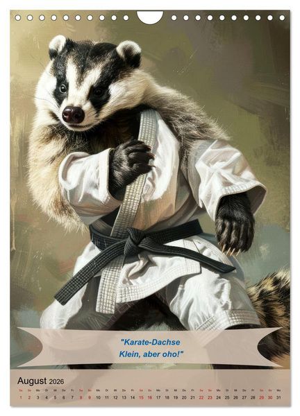 Produktbild: Tierisch lustige Karatek&auml;mpfer (Wandkalender 2026 DIN A4 hoch), CALVENDO Monatskalender