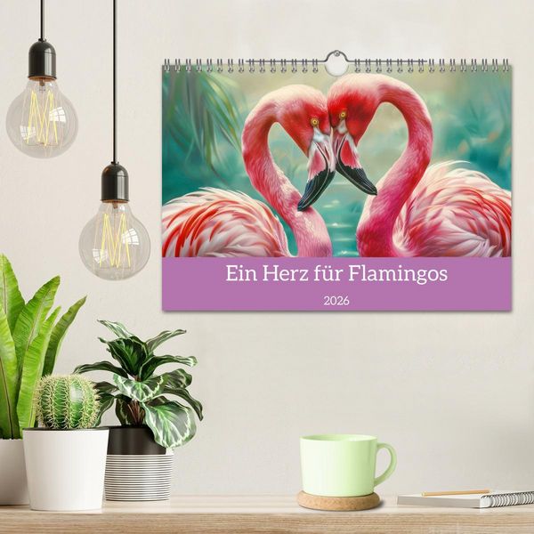 Produktbild: Ein Herz f&uuml;r Flamingos (Wandkalender 2026 DIN A4 quer), CALVENDO Monatskalender