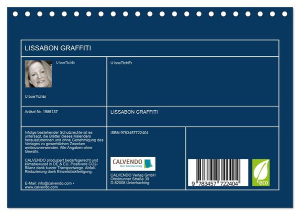Produktbild: LISSABON GRAFFITI (Tischkalender 2026 DIN A5 quer), CALVENDO Monatskalender