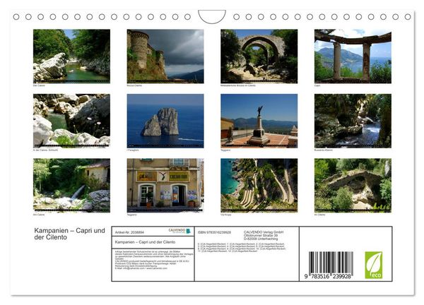 Produktbild: Kampanien &ndash; Capri und der Cilento (Wandkalender 2026 DIN A4 quer), CALVENDO Monatskalender