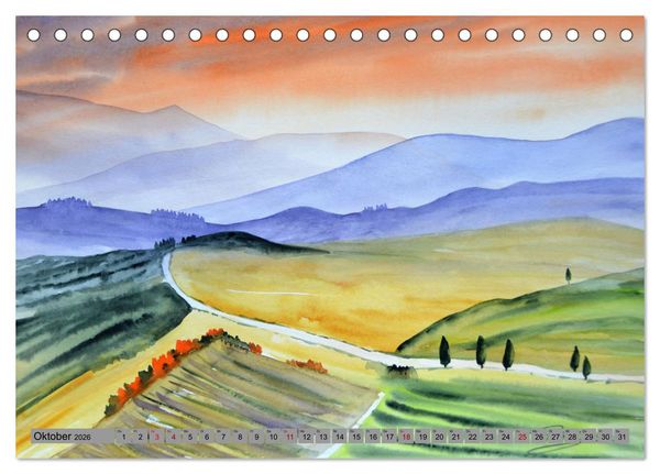 Produktbild: Toskana Aquarelle (Tischkalender 2026 DIN A5 quer), CALVENDO Monatskalender