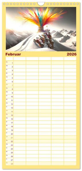 Produktbild: Familienplaner 2026 - Drummer - Color Splash Rhythms: Trommelschl&auml;ge und Farbexplosionen mit 5 Spalten (Wandkalender, 21 x 45 cm) CALVENDO