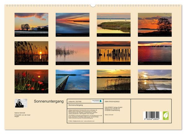 Produktbild: Sonnenuntergang (hochwertiger Premium Wandkalender 2026 DIN A2 quer), Kunstdruck in Hochglanz
