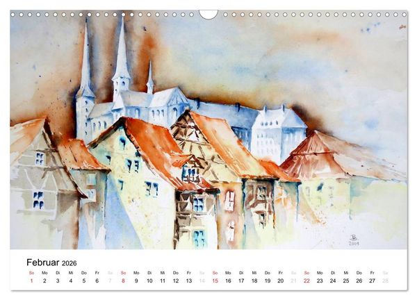 Produktbild: Aquarelle - quer durch Europa (Wandkalender 2026 DIN A3 quer), CALVENDO Monatskalender