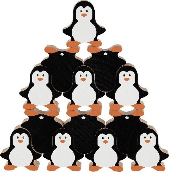 Goki 58683 - Stapelfiguren Pinguine, Stapelspiel, Holz, 18 Teile