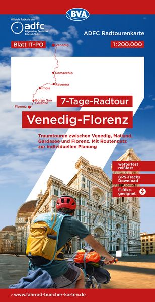 BVA ADFC Radtourenkarte 7-Tage-Radtour Venedig-Florenz, 1:200.000, Sonstige von , Kompass-Karten, 9783969902455