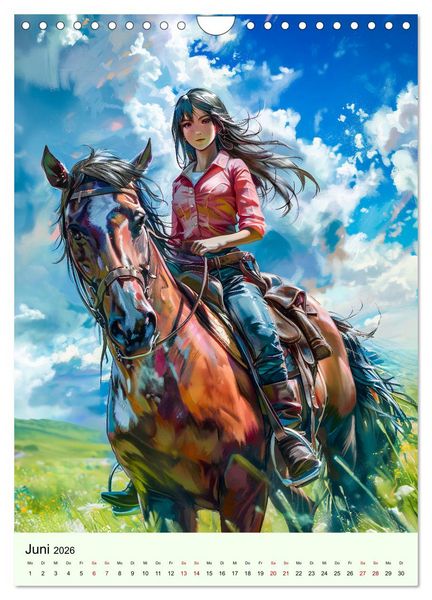Produktbild: Pferdegl&uuml;ck - Anime-M&auml;dchen erkunden die Natur (Wandkalender 2026 DIN A4 hoch), CALVENDO Monatskalender
