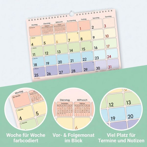 Produktbild: Monatsplaner 1M/1S Farbenfroh 2027