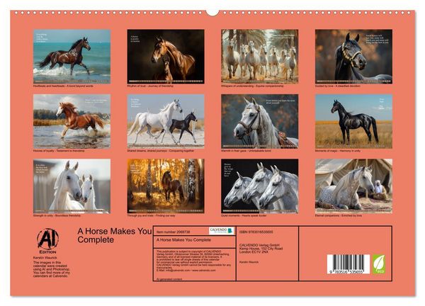 Produktbild: A Horse Makes You Complete (High Quality Premium Wall Calendar 2026 DIN A2 landscape),CALVENDO 12 Month Wall Calendar