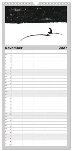 Produktbild: Familienplaner 2027 - Asiatische Tuschmalerei mit 5 Spalten (Wandkalender, 21 x 45 cm) CALVENDO