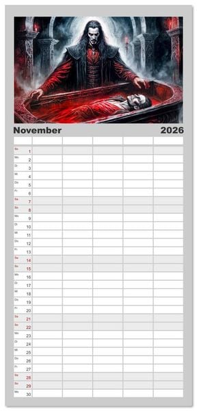Produktbild: Familienplaner 2026 - Finsternis der Vampire - Mystischer d&uuml;sterer Fantasy Kalender mit 5 Spalten (Wandkalender, 21 x 45 cm) CALVENDO