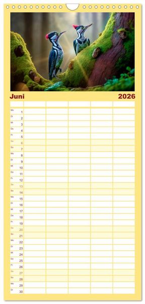 Produktbild: Familienplaner 2026 - Putzige Tierwelt - gemeinsam die Welt entdecken mit 5 Spalten (Wandkalender, 21 x 45 cm) CALVENDO