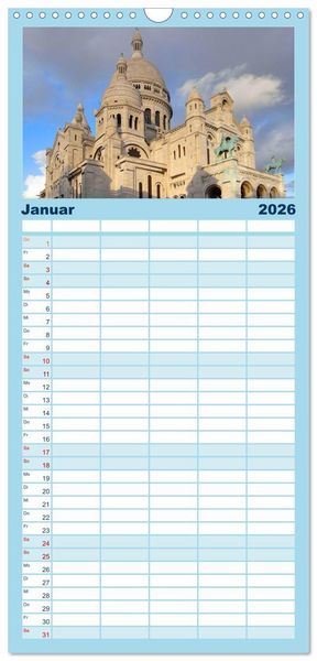 Produktbild: Familienplaner 2026 - Paris mit 5 Spalten (Wandkalender, 21 x 45 cm) CALVENDO