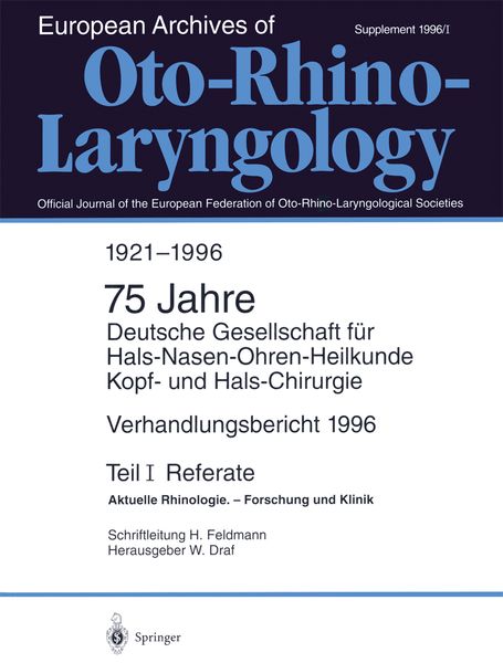 Produktbild: Verhandlungsbericht 1996 der Deutschen Gesellschaft f&uuml;r Hals-Nasen-Ohren-Heilkunde, Kopf- und Hals-Chirurgie
