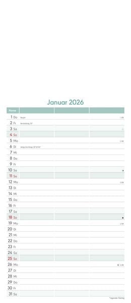 Produktbild: Kreativ-Kalender Planer für 2 2026 - 3 Spalten - 19,5x45 cm - Foto, Malen, Basteln - datiert - Kreativkalender - Foto-Kalender - Alpha Edition
