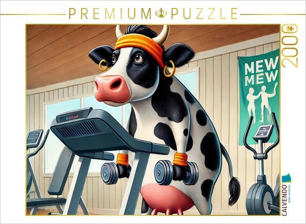 Produktbild: CALVENDO Puzzle Kuh im Fitnessstudio | 2000 Teile Lege-Gr&ouml;&szlig;e 90x67cm Foto-Puzzle f&uuml;r gl&uuml;ckliche Stunden
