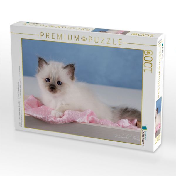 Produktbild: CALVENDO Puzzle Ein Motiv aus dem Kalender Heilige Birma Kitten - ein Traum auf wei&szlig;en Pf&ouml;tchen | 1000 Teile Lege-Gr&ouml;&szlig;e 64x48cm Foto-Puzzle f&uuml;r gl&uuml;ckliche Stunden