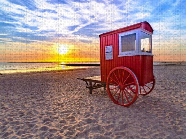 Produktbild: CALVENDO Puzzle Badewagen im Sonnenuntergang | 1000 Teile Lege-Gr&ouml;&szlig;e 64x48cm Foto-Puzzle f&uuml;r gl&uuml;ckliche Stunden