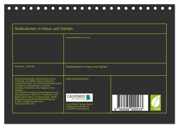 Produktbild: Sukkulenten in Haus und Garten (Tischkalender 2027 DIN A5 quer), CALVENDO Monatskalender