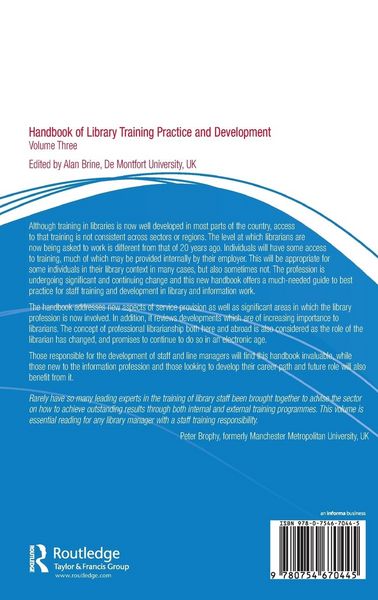 Produktbild: Handbook of Library Training Practice and Development