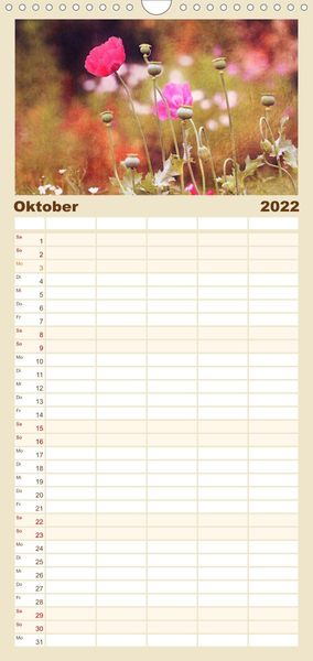 Produktbild: Familienplaner Mohnsch&ouml;nheiten (Wandkalender 2022 , 21 cm x 45 cm, hoch)