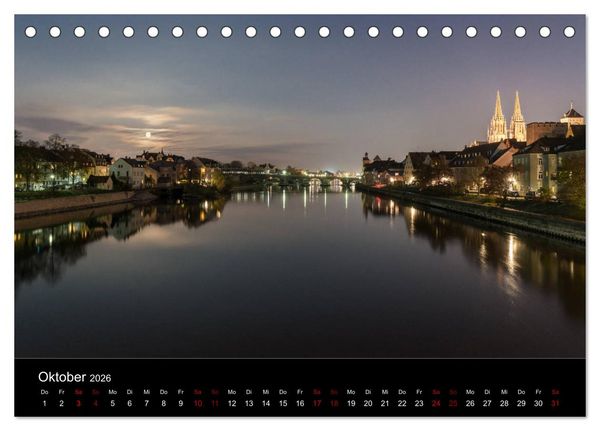 Produktbild: Regensburg bei Nacht (Tischkalender 2026 DIN A5 quer), CALVENDO Monatskalender