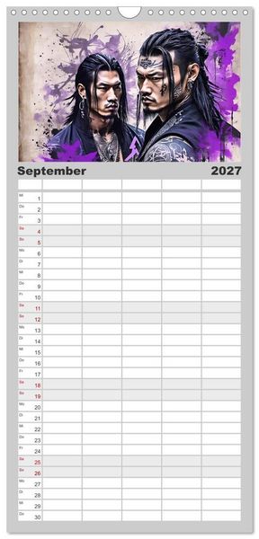 Produktbild: Familienplaner 2027 - Samurai - Asian Spirit mit 5 Spalten (Wandkalender, 21 x 45 cm) CALVENDO